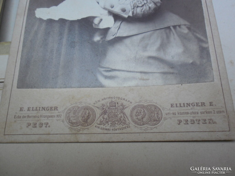 Antique, leather-bound, gilt-edged photo album, with photos of Ede Ellinger (1846-1918), collector's item