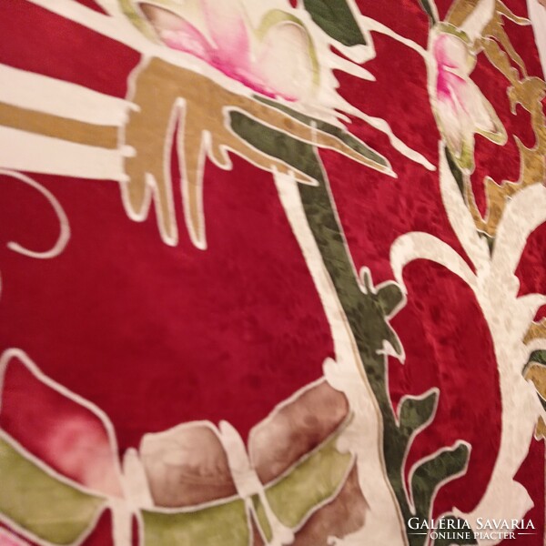 Tiszta selyem, kézzel festett női kendő, 95 x 95 cm