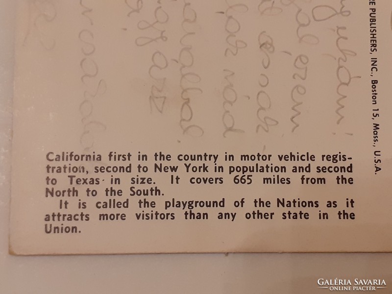 Régi képeslap 1957 California fotó levelezőlap