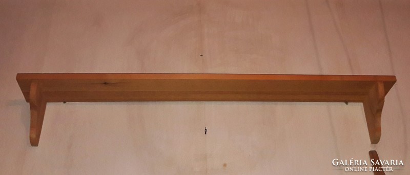 Régi natúr fenyő fali polc íves konzollal, több azonos darab