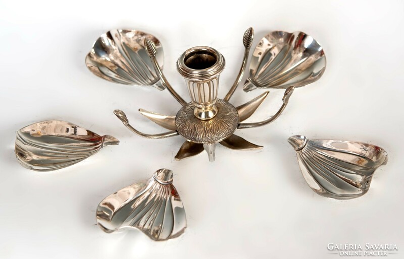 Silver lotus candle holder