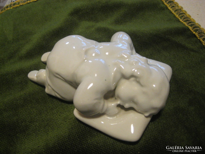 Zsolnay sinko, white, sleeping boy 10 x 14 cm