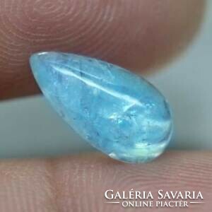 Aquamarine gemstone top quality 2.81 carats on a drop-shaped cabochon