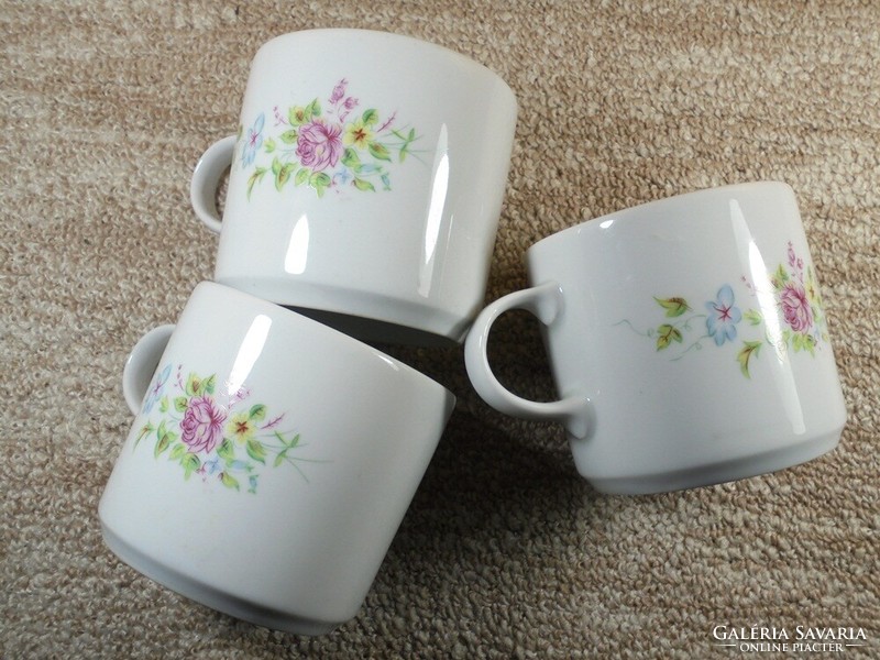 Old retro marked - lowland porcelain - flower mug cup - 3 pcs - approx. 1970s