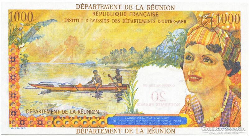 Reunion 20 Reunion francs 1967 replica