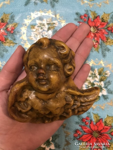 Antique wax Christmas tree decoration with angel putto