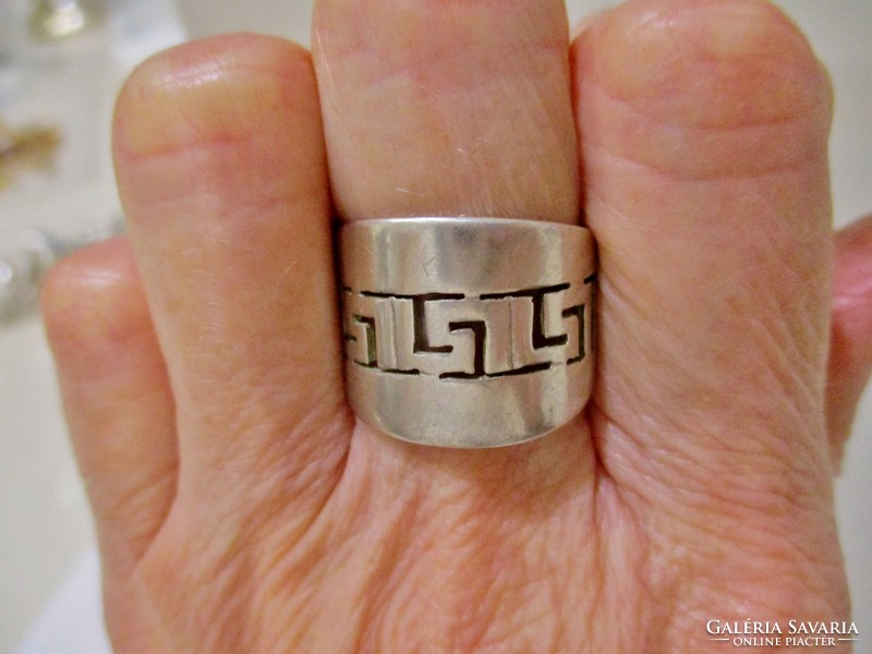 Beautiful old handmade large silver ring