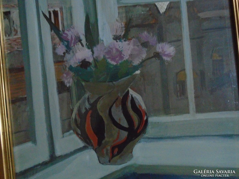 János Oroz: flower in the window 1962