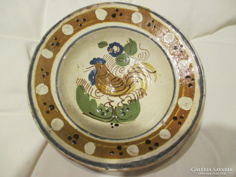 Kakasos antik erdélyi tányér, Mezőség, 1900-as évek