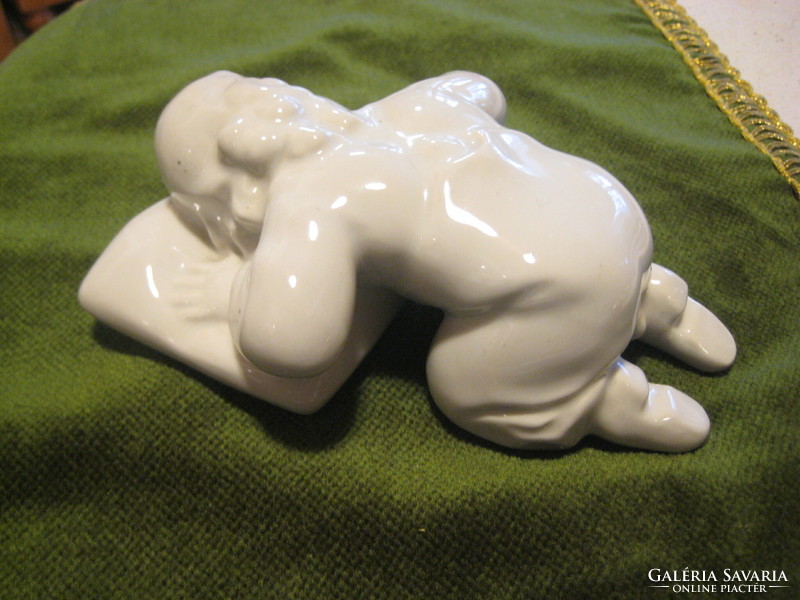 Zsolnay sinko, white, sleeping boy 10 x 14 cm