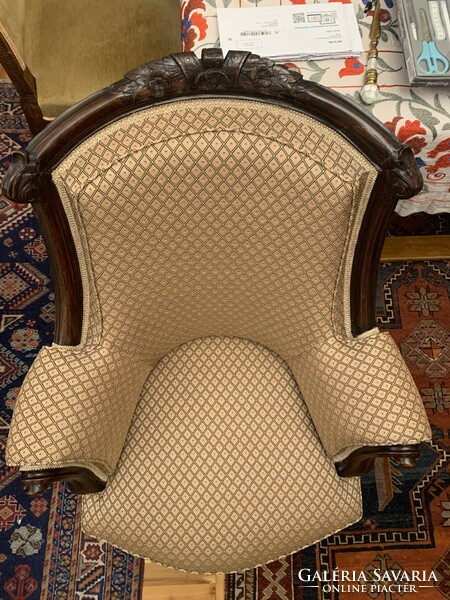Beautiful, newly upholstered Viennese armchair