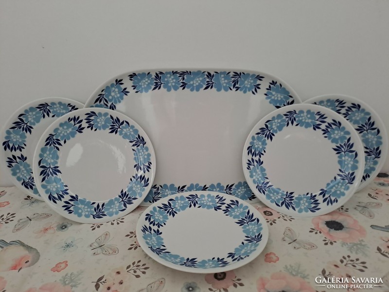 Alföldi rare blue floral porcelain retro serving set oval serving cookie plates