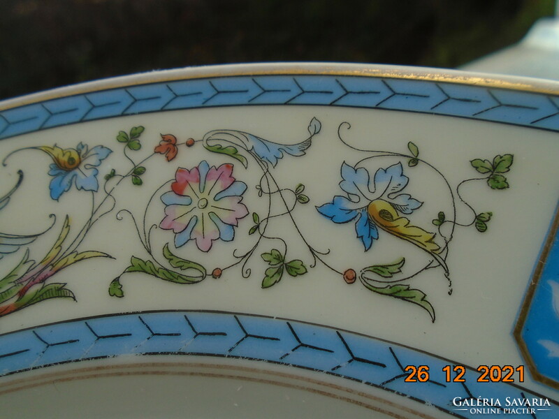 1813 THUN KLÖSTERLE különleges klasszicista tál szörny-madár, váza és lehelet finom virág minták