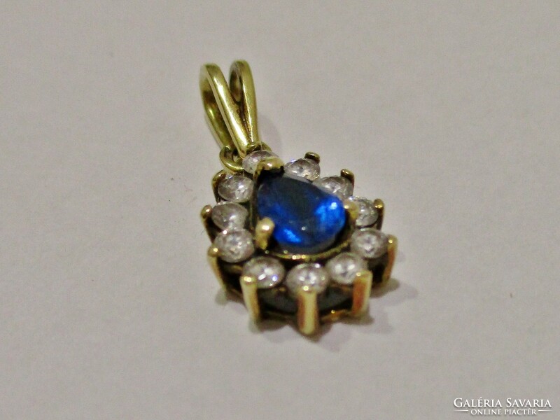 Nice 14kt gold pendant with sapphire and zircon