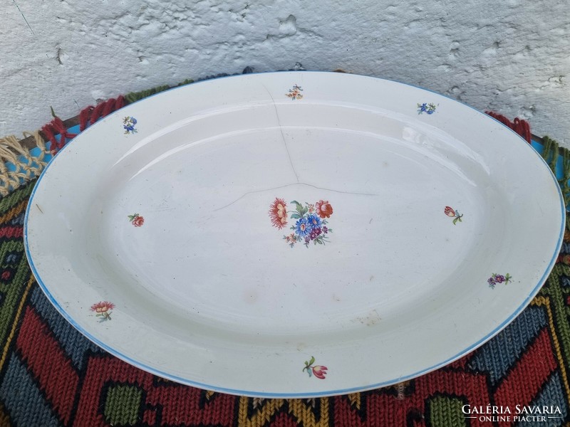 Old antique granite Kispest marked soup bowl + serving tray