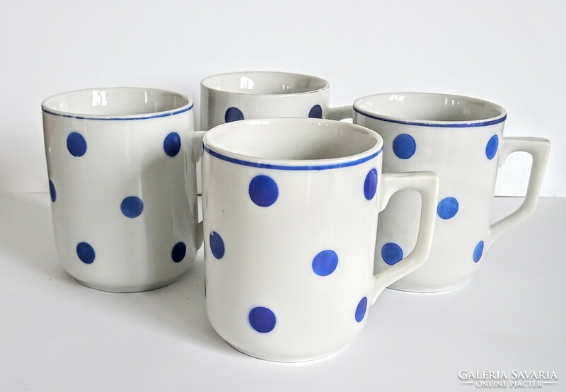 Zsolnay blue polka dot mug. 4 per piece