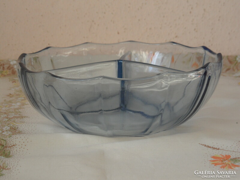 Blue divided glass bowl