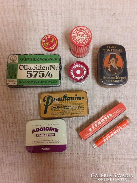 8 old metal and other medicine boxes in one
