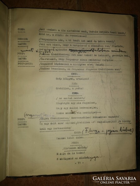 Phryne, operett 3 felvonásban. Irta: Márkus József szövegkönyv kézírásos bejegyzésekkel 1906