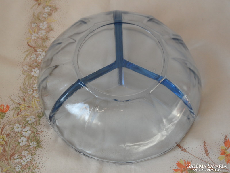 Blue divided glass bowl