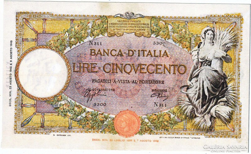 Italy 500 lira 1943 replica