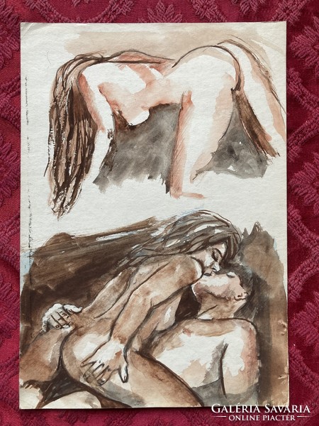 Erotic watercolor painting.
