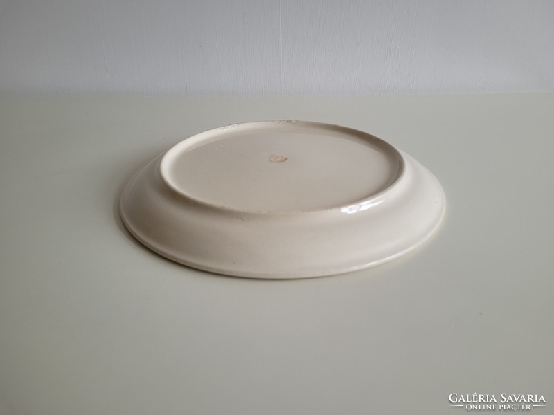 Old large ceramic bowl with flower patterned tray 28 cm