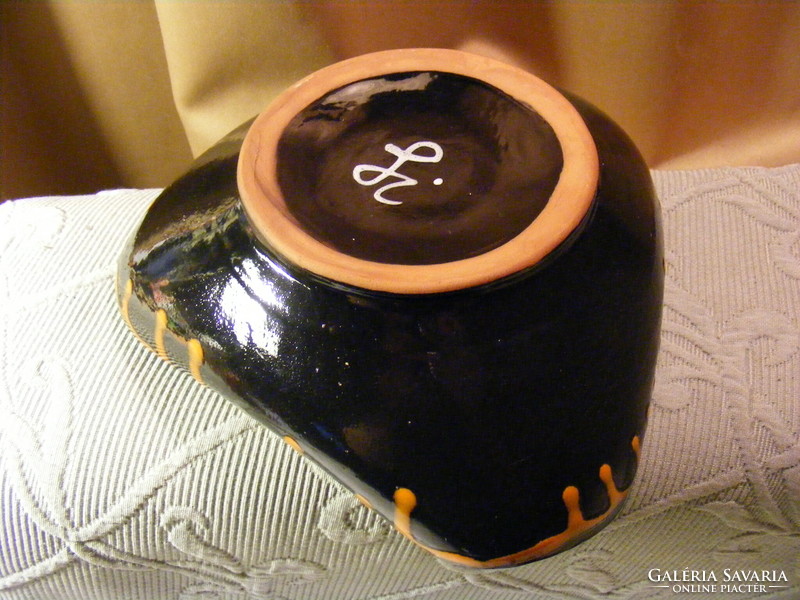 Retro marked craftsman ceramic ikebana flower bowl - lammel ilona