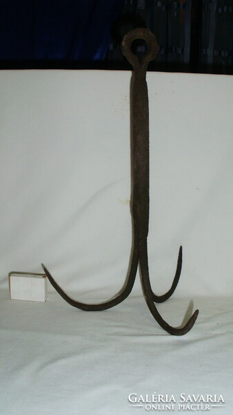 Antik kovácsoltvas horgony, vasmacska - 39 cm