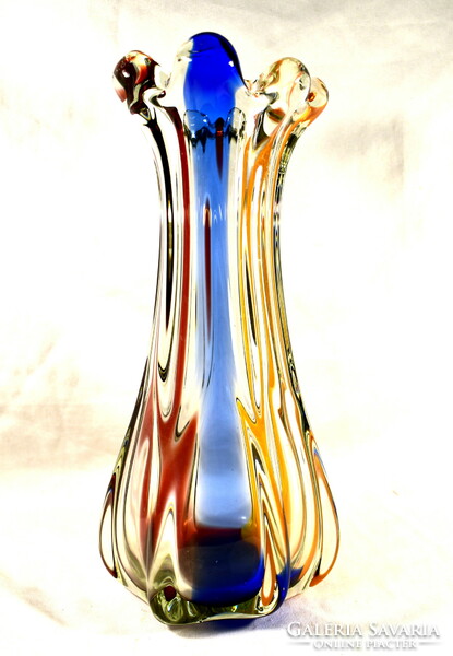 Retro multi-colored polished glass vase!