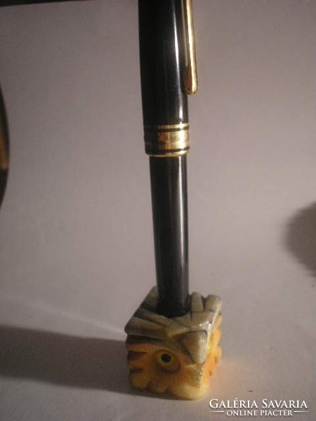 N16 Antik művészi ónix gyűjtemény egyben külön bagoly figurás tolltartó egyedi készítésű ritkaságok