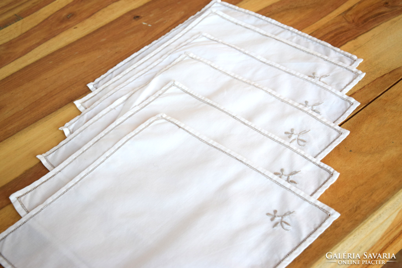 Embroidered azure interesting napkin set, cloth set placemat 6 pcs 26 x 26 cm