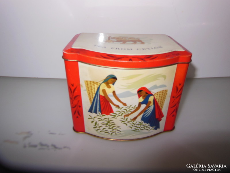 Box - metal - Ceylon tea - 14.5 x 11 x 11 cm - old - flawless