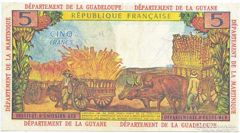 Francia-Antillák  5 francia frank 1964 REPLIKA