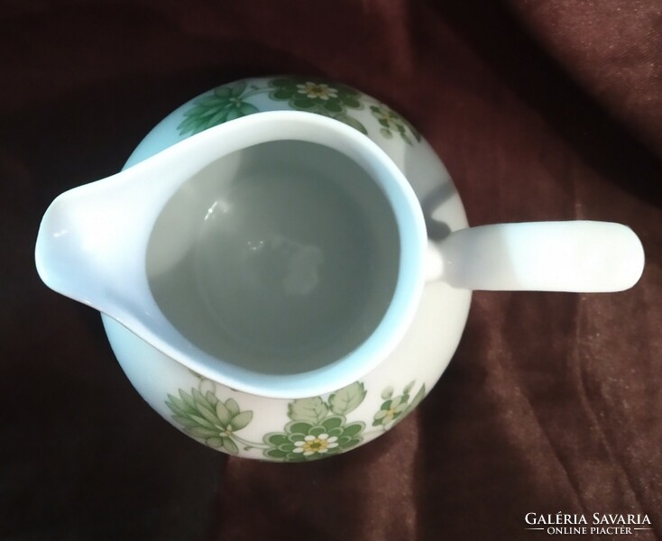 Hollóházi tejkiöntő kávés készlethez, zöld mintás
