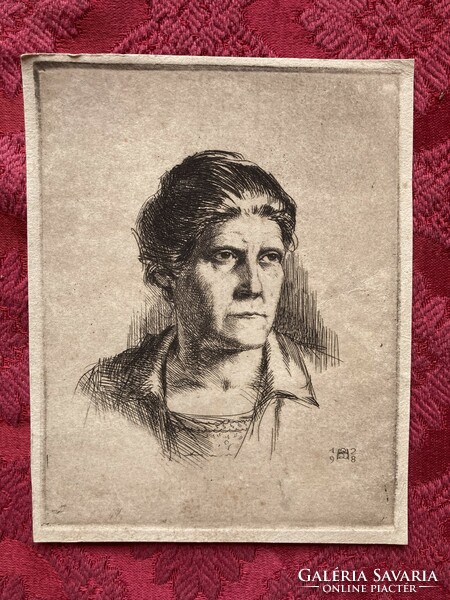 Louis the Brave - female portrait - etching,