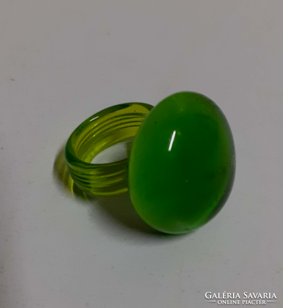 Murano glass ring in preserved green color