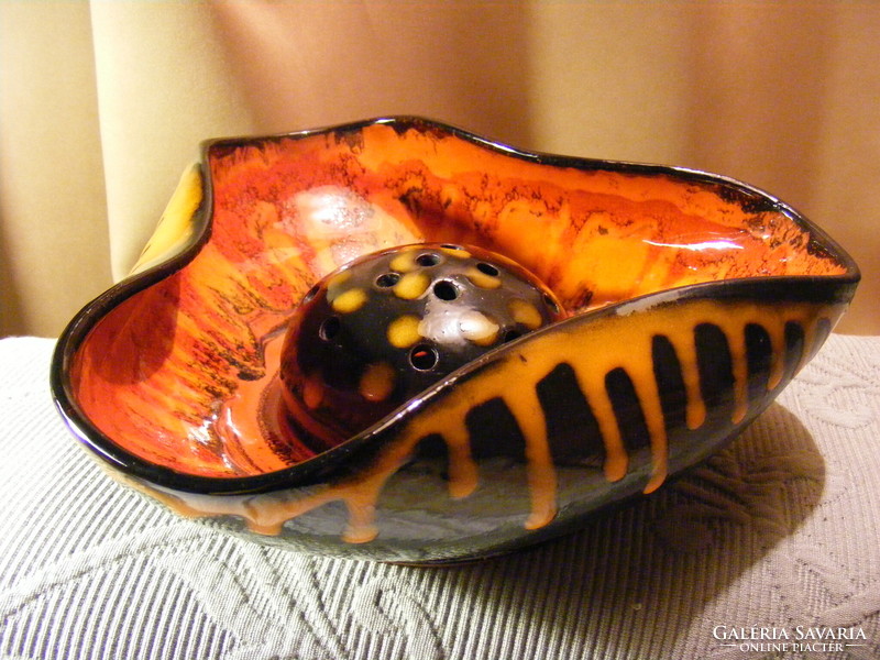 Retro marked craftsman ceramic ikebana flower bowl - lammel ilona