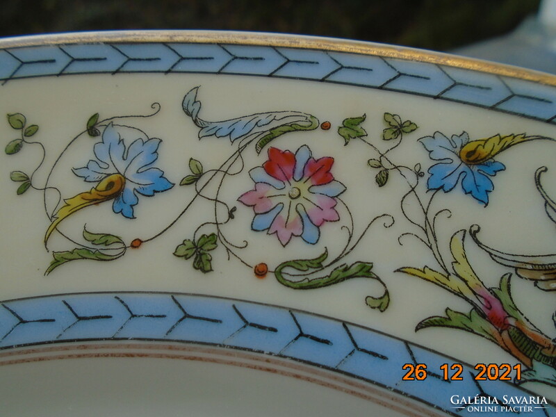 1813 THUN KLÖSTERLE különleges klasszicista tál szörny-madár, váza és lehelet finom virág minták