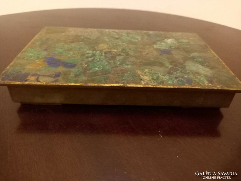 Art deco copper box inlaid with semi-precious stones is negotiable