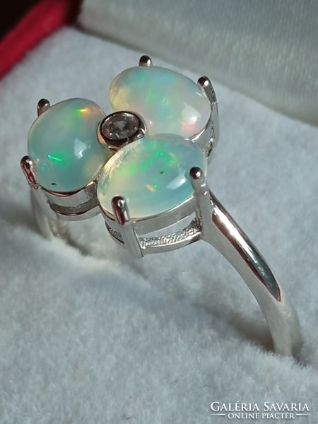 Ethiopian fire opal 925 silver ring 59