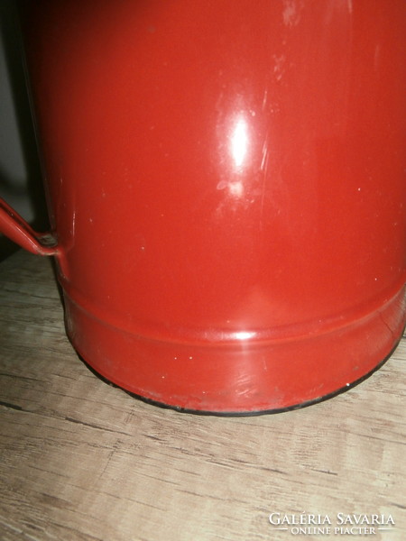 Giant pouring jug red enamelled