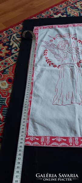 Old embroidered wall blessing woven tablecloth