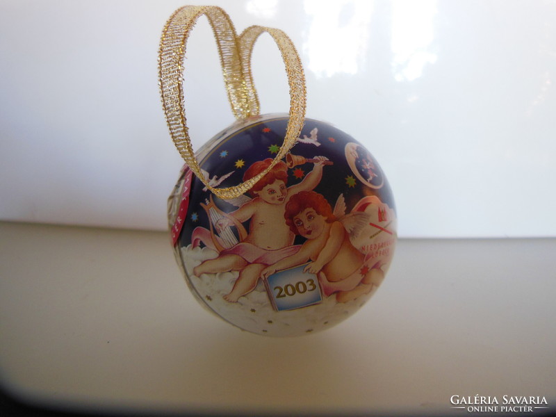 Christmas tree flavor - box - metal - sphere - 2003 year - numbered - marked - 7 cm - can be hung - German