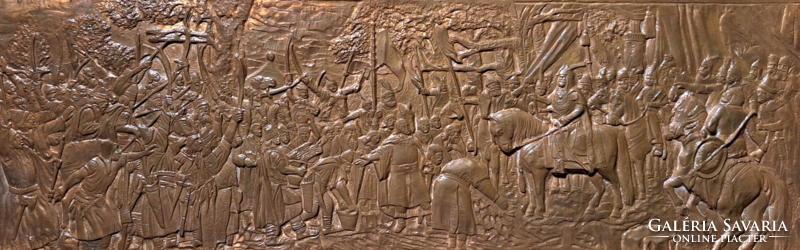 Conquest - bronze relief, electroplating - Hungarian history