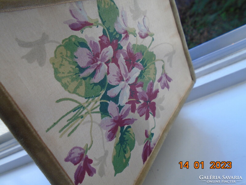Antique hand-painted Art Nouveau violet patterned canvas lampshade