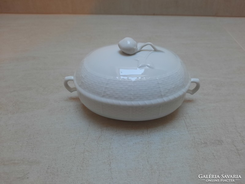 Fehér Herendi porcelán eperfogós 2 füles bonbonier