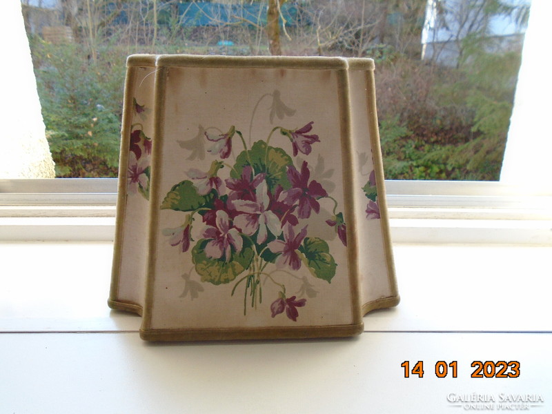 Antique hand-painted Art Nouveau violet patterned canvas lampshade