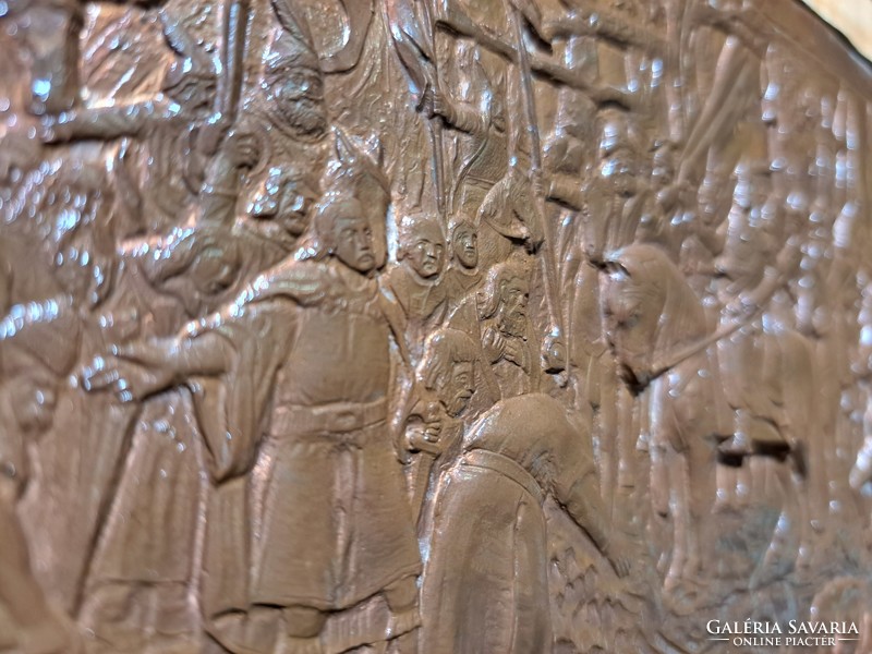 Conquest - bronze relief, electroplating - Hungarian history