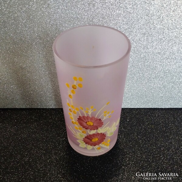 Painted glass vase with relief pattern